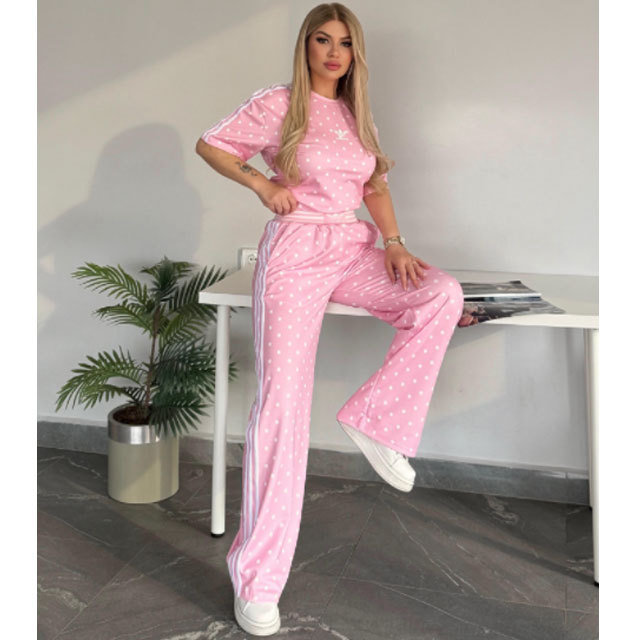 Fashion Embroidery Polka Dots Sport Two Piece Set