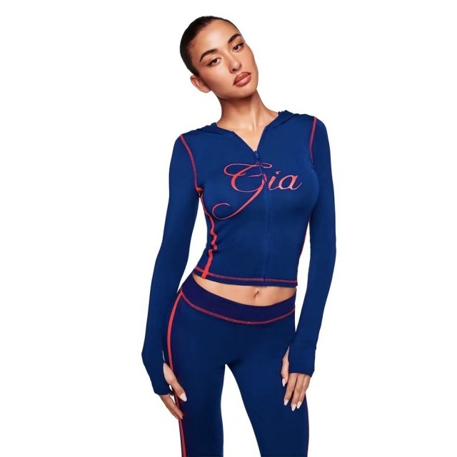 Letters Printed Hooded Fitted Pant Set