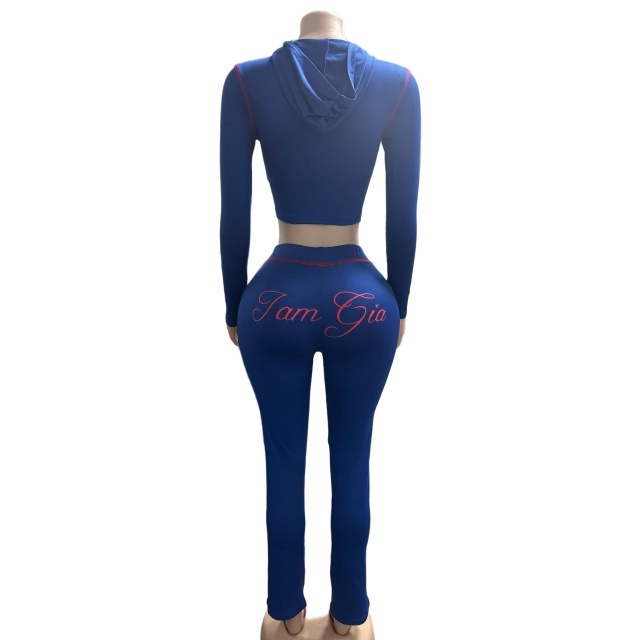 Letters Printed Hooded Fitted Pant Set