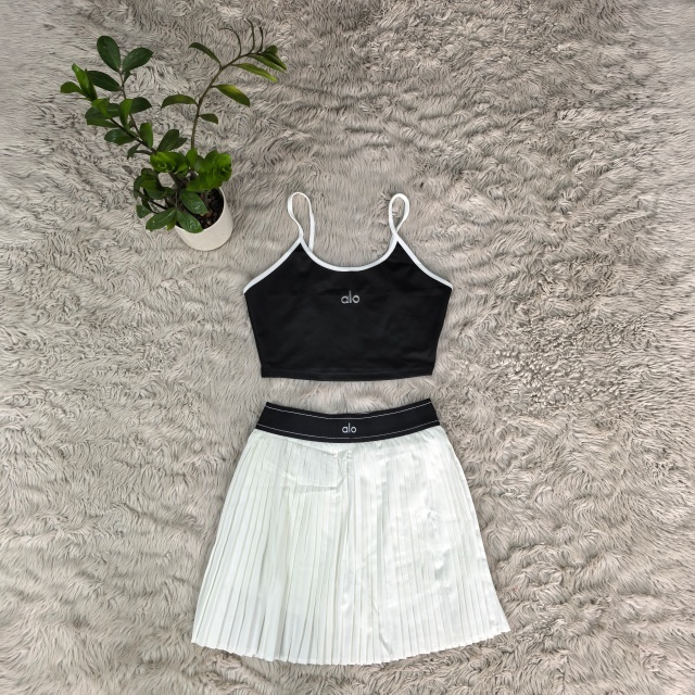 Fashion Tennis High Waist Pleated Skirt Set