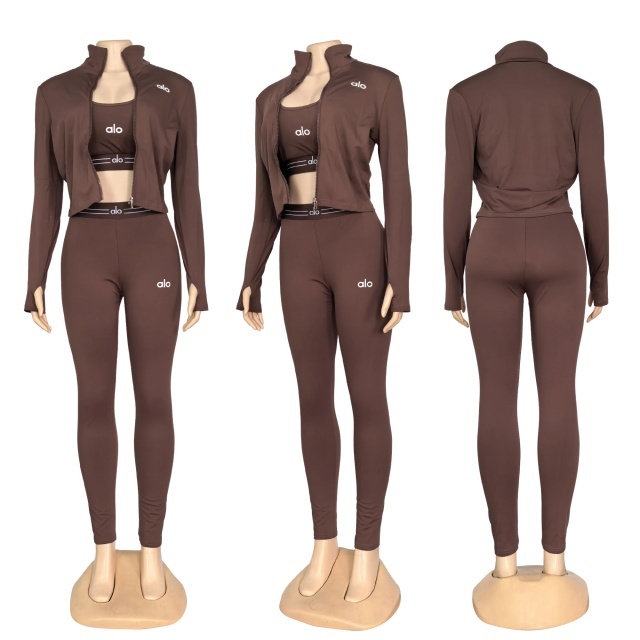 Fashion High Waist 3 Piece Tracksuit Set