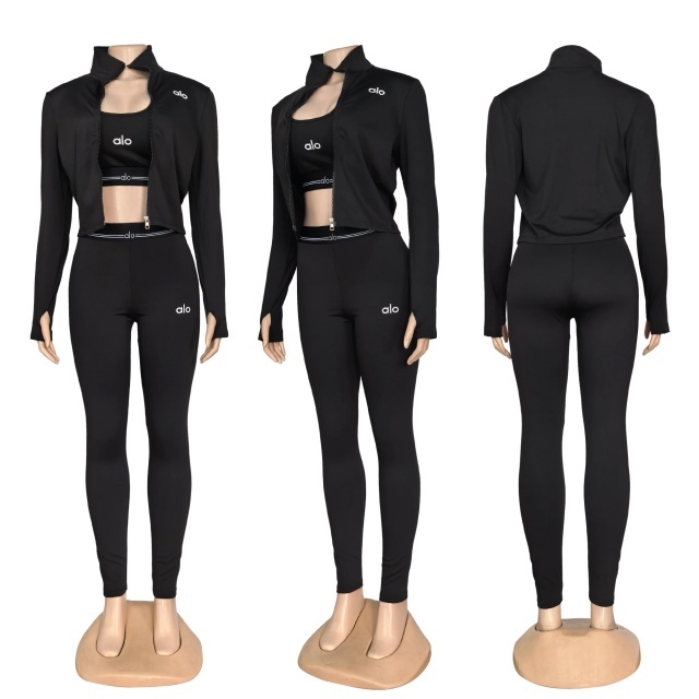 Fashion High Waist 3 Piece Tracksuit Set
