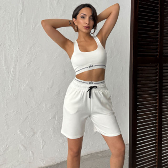 Fashion Embroidery Short Yoga Tracksuit Set