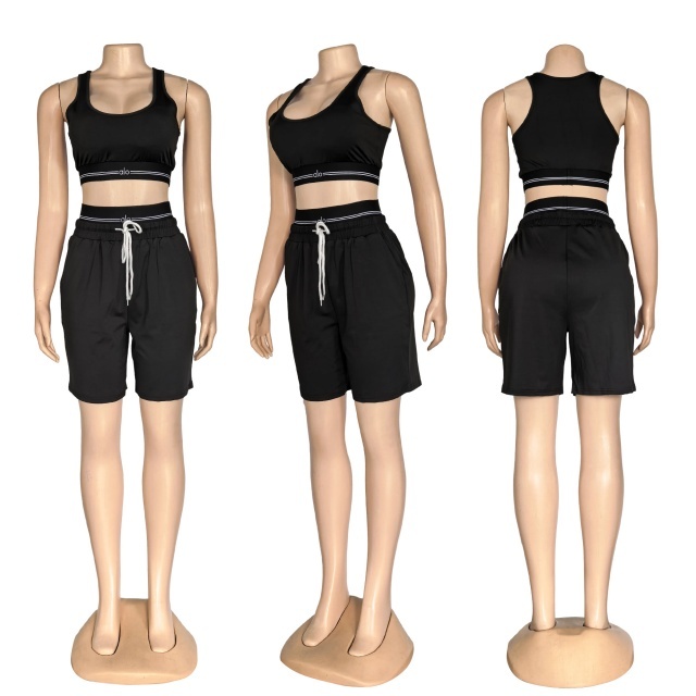 Fashion Embroidery Short Yoga Tracksuit Set