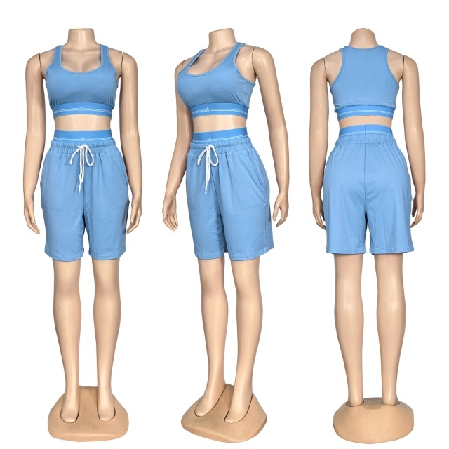 Fashion Embroidery Short Yoga Tracksuit Set
