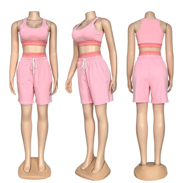 Fashion Embroidery Short Yoga Tracksuit Set