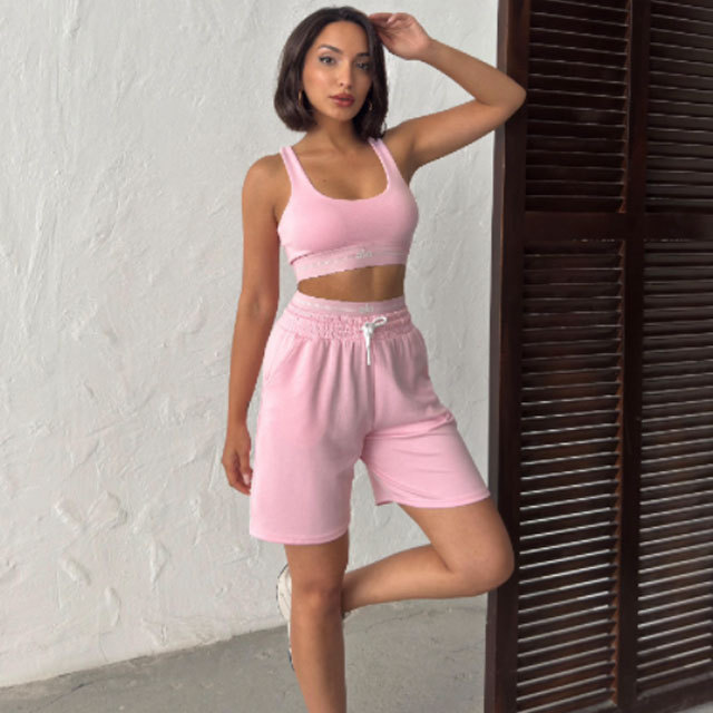 Fashion Embroidery Short Yoga Tracksuit Set