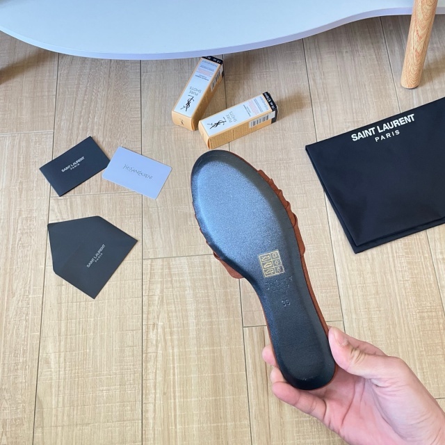 Metal Logo Suede Flat Sandals