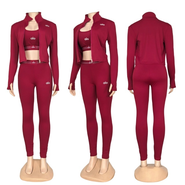 Fashion High Waist 3 Piece Tracksuit Set