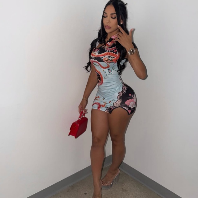 Dragon Printed Mini Dress
