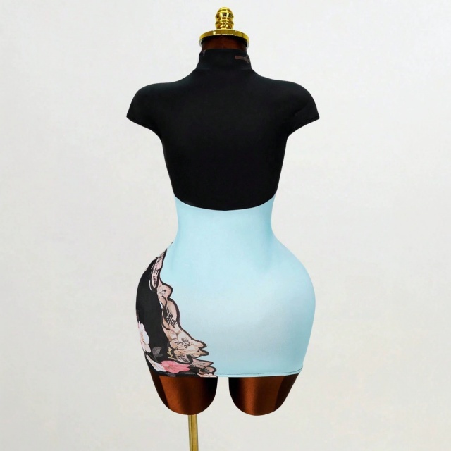 Dragon Printed Mini Dress