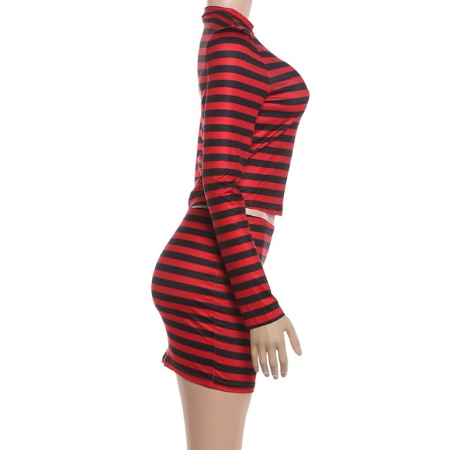 Double the Stripes Slim Fit Skirt Set