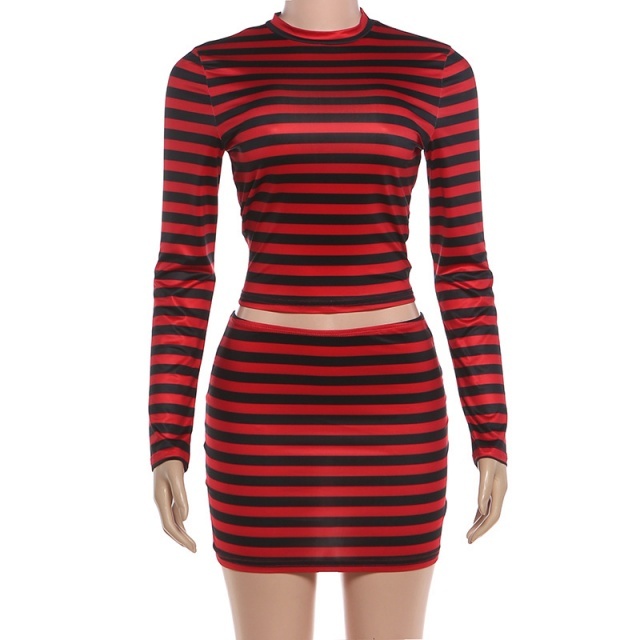 Double the Stripes Slim Fit Skirt Set