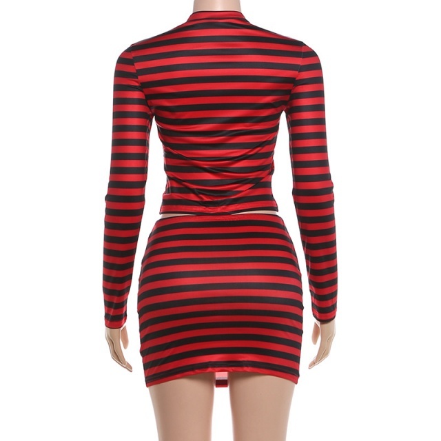 Double the Stripes Slim Fit Skirt Set