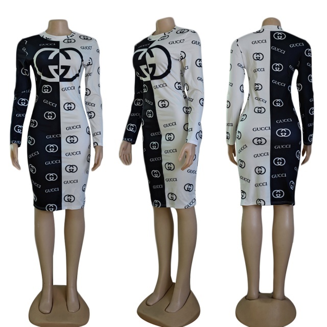 Printed Long Sleeve Bodycon Mini Dress
