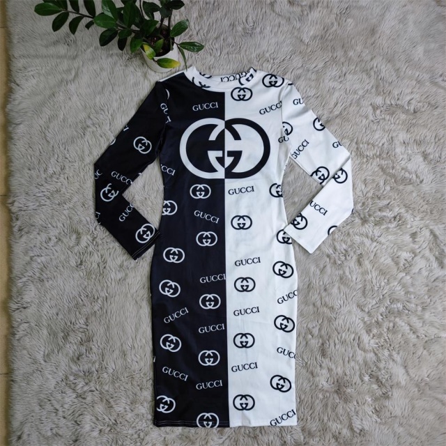 Printed Long Sleeve Bodycon Mini Dress