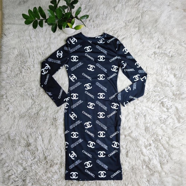 Printed Long Sleeve Bodycon Mini Dress