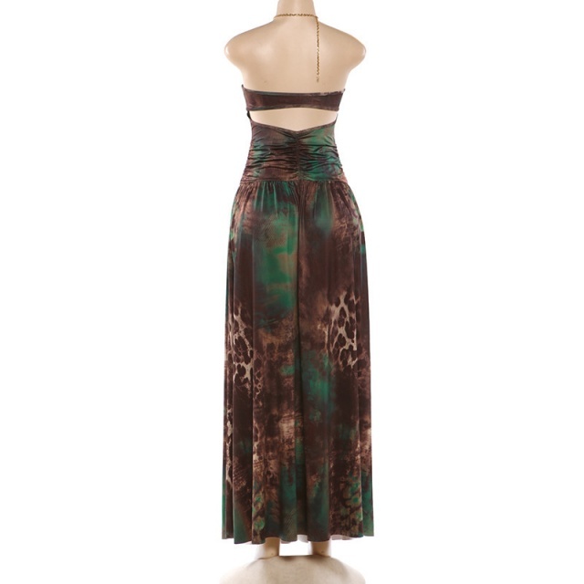 Chain Halter Side Slit Maxi Dress