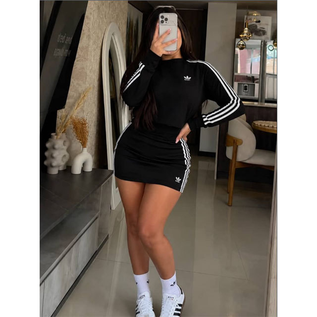 Fashion Embroidery Sport Sweatshirt Top Mini Skirt Set
