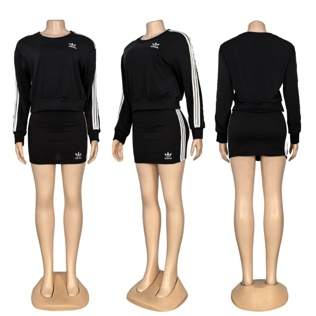 Fashion Embroidery Sport Sweatshirt Top Mini Skirt Set