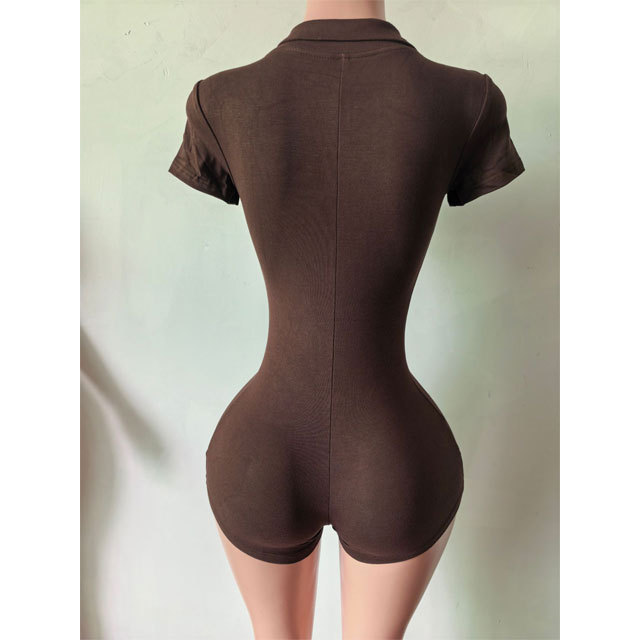 Short Sleeve Ribbed Fitted Romper