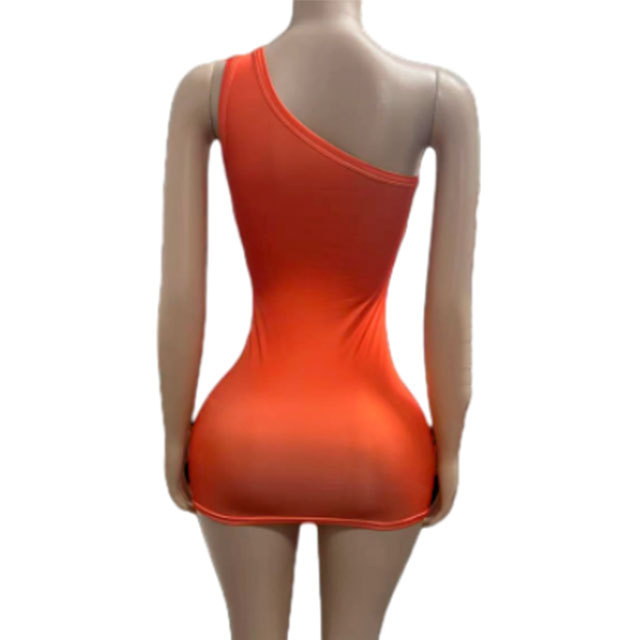 Retro Printed One Shoulder Bodycon Dress