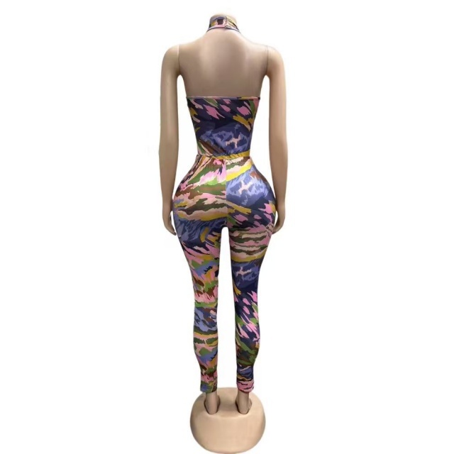 Contrast Color Printed Teddies Top Fitted Pant Set