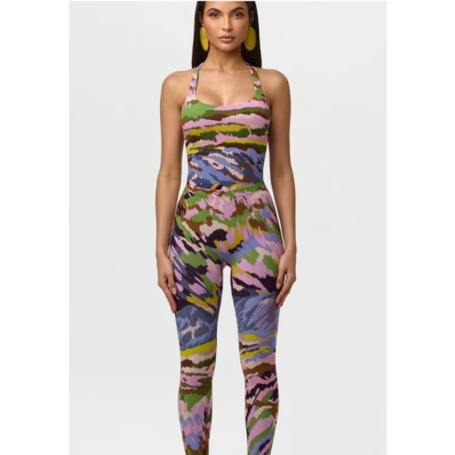 Contrast Color Printed Teddies Top Fitted Pant Set