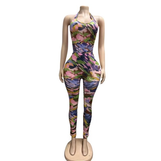Contrast Color Printed Teddies Top Fitted Pant Set