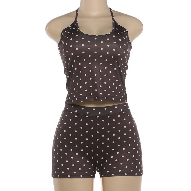 Polka Dots Printed Cami Top Mini Short Set