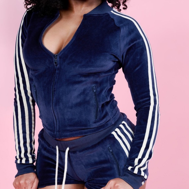 Side Stripe Zippered Pockets Top Shorts Set