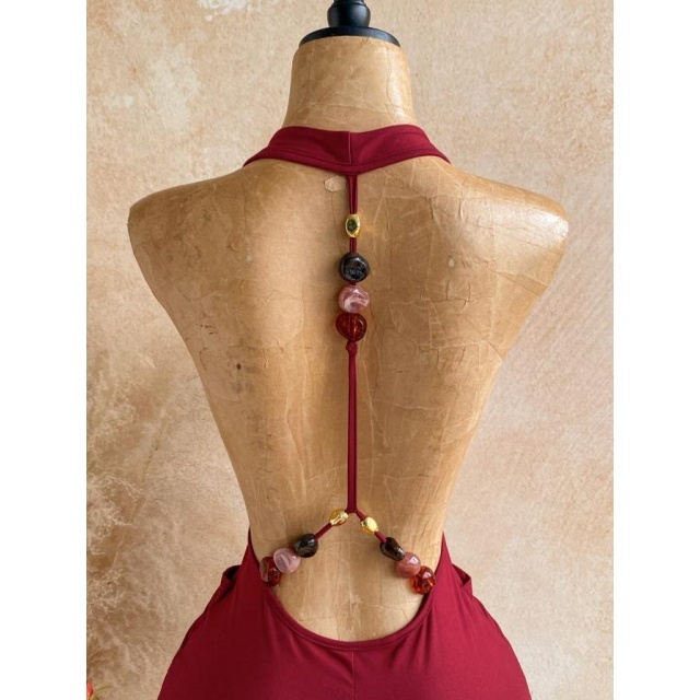 Bohemian Halter Backless Metallic Beading Romper