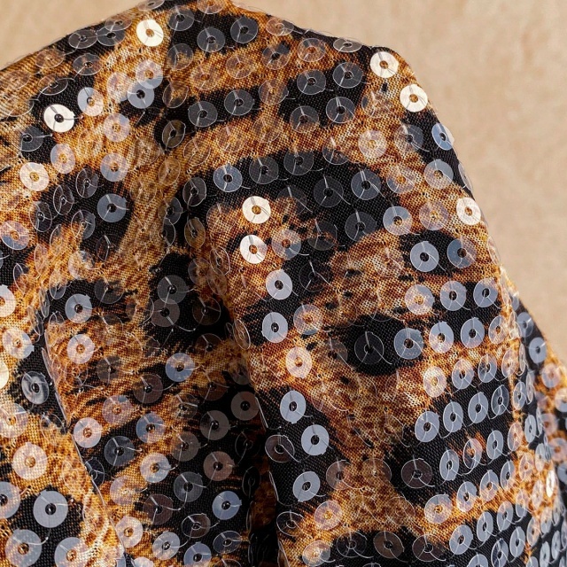 Leopard-print Sequin Halter Romper