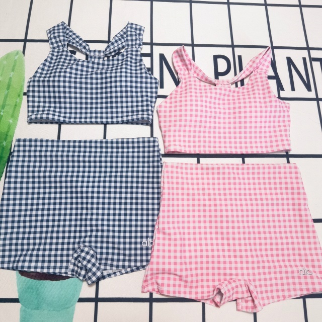 Plaid Print Fashion High Waist Bathing Suit