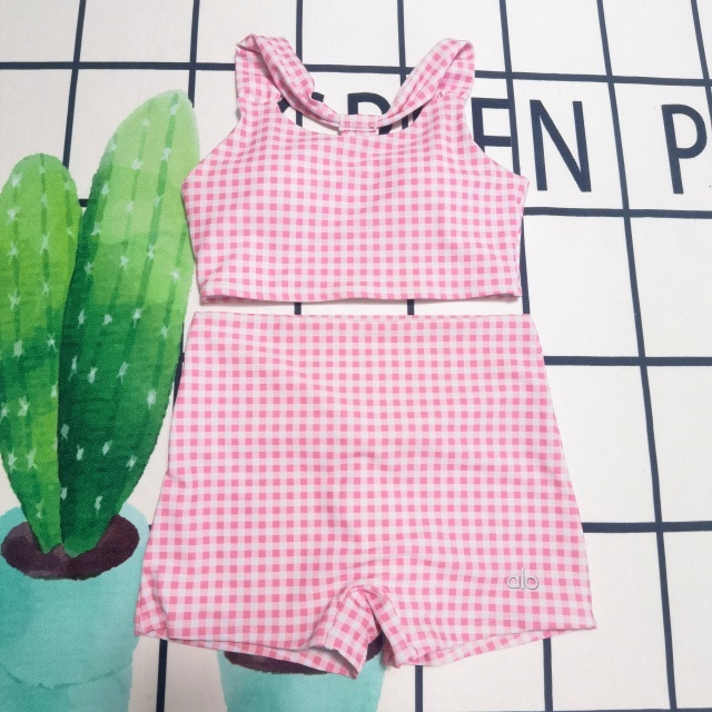 Plaid Print Fashion High Waist Bathing Suit