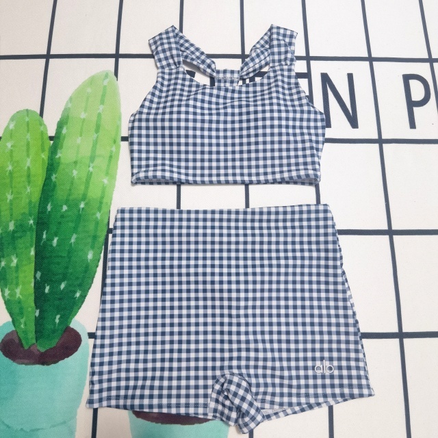 Plaid Print Fashion High Waist Bathing Suit