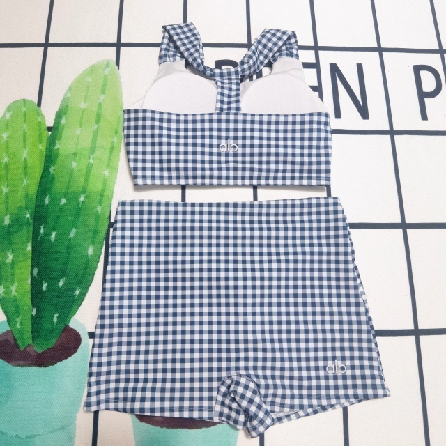 Plaid Print Fashion High Waist Bathing Suit