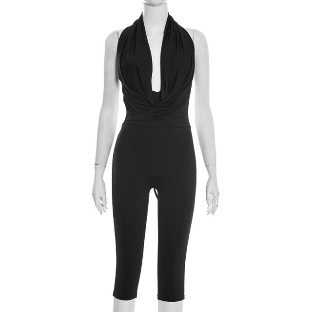 Drop Neck Backless Midi Jumpsuit