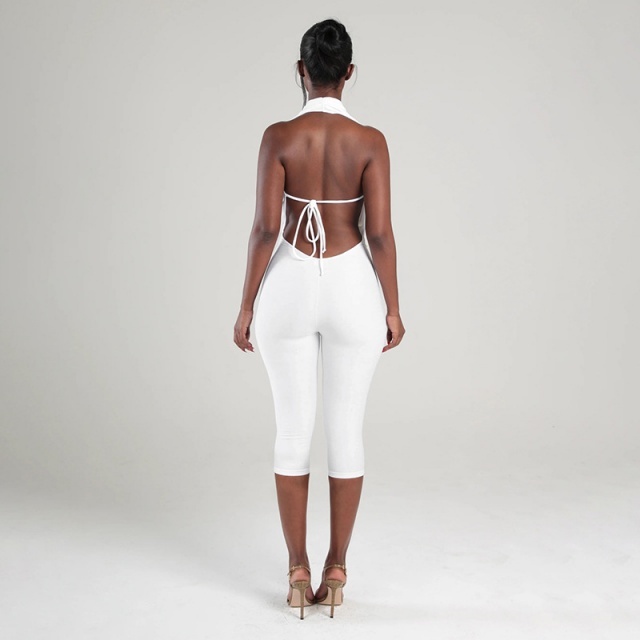 Drop Neck Backless Midi Jumpsuit