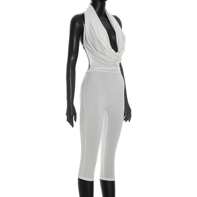 Drop Neck Backless Midi Jumpsuit