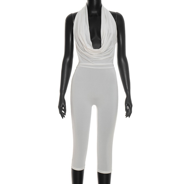 Drop Neck Backless Midi Jumpsuit