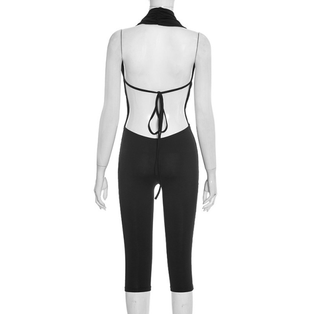 Drop Neck Backless Midi Jumpsuit