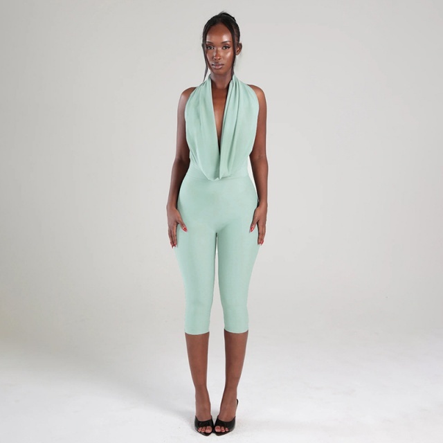 Drop Neck Backless Midi Jumpsuit