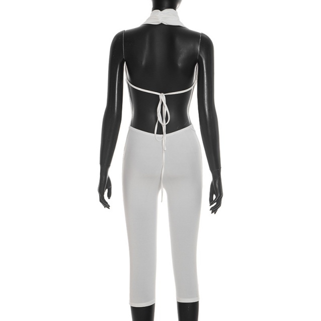 Drop Neck Backless Midi Jumpsuit