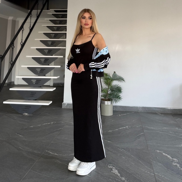 Polka Dots Jacket Top Cami Maxi Skirt Set