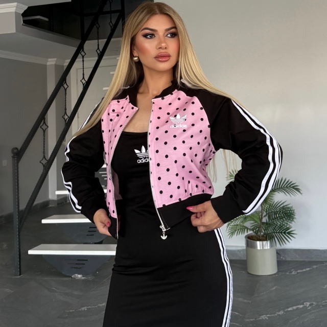 Polka Dots Jacket Top Cami Maxi Skirt Set