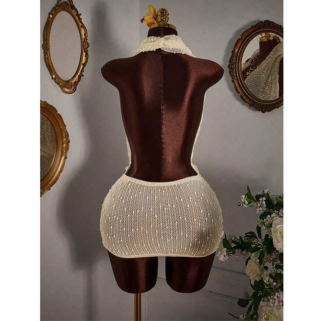 Sexy Knit Halter Backless Beach Dress