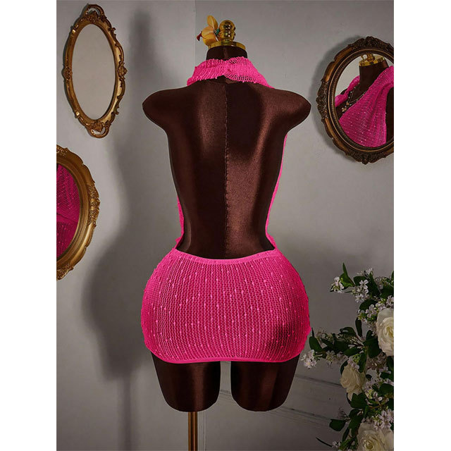 Sexy Knit Halter Backless Beach Dress