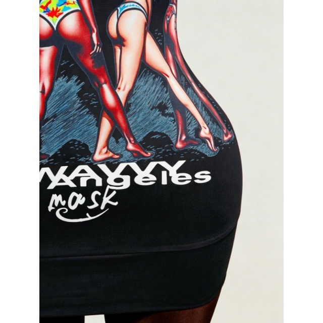Single Shoulder Printed Bodycon Dress