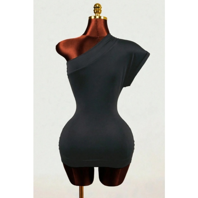 Single Shoulder Printed Bodycon Dress